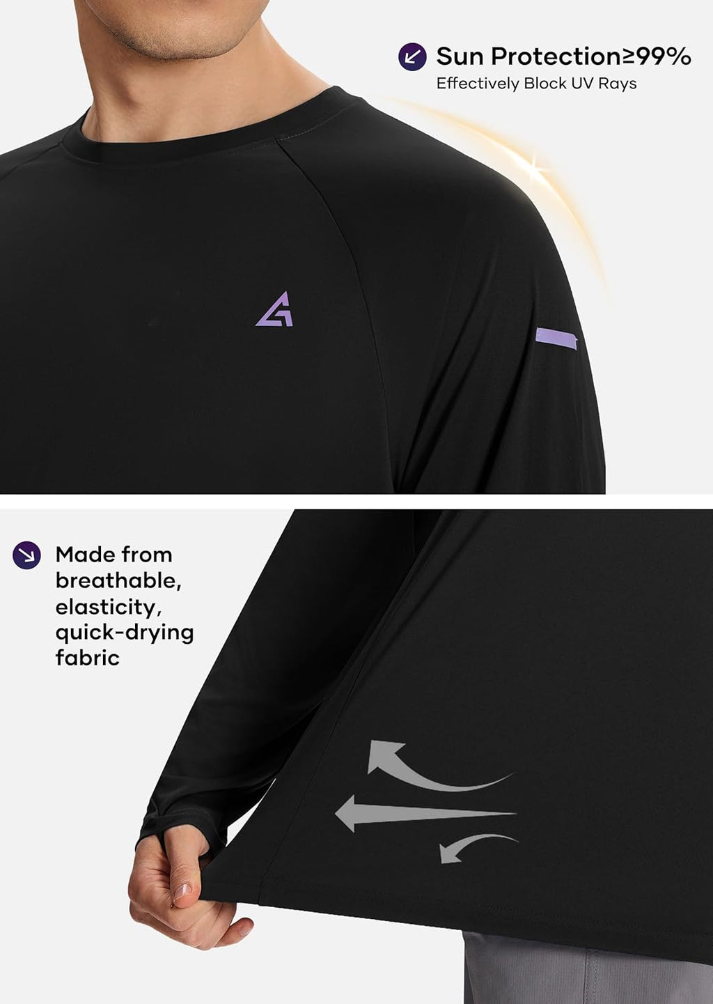 Skiennix Men's Sun Protection Shirt - UPF 50+ Long Sleeve UV Rash Guard for Fishing & Beach Activities