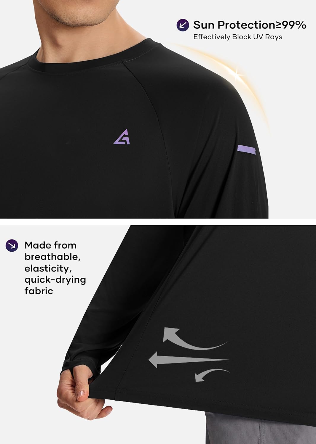 Skiennix Men's Sun Protection Shirt - UPF 50+ Long Sleeve UV Rash Guard for Fishing & Beach Activities