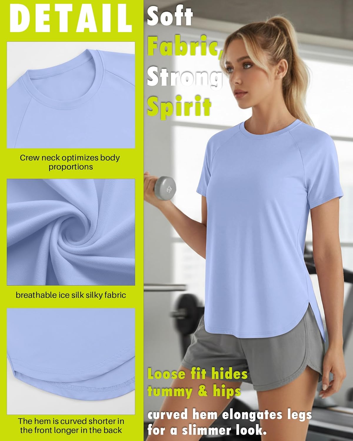 Skiennix Women's Workout Shirts - Quick Dry Athletic Tops | Short Sleeve Loose Fit Yoga Tees - 4 Pack