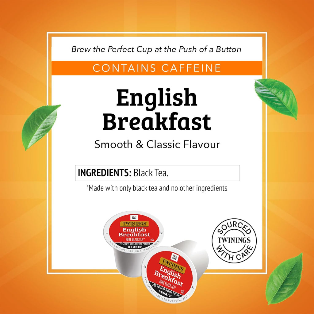 Twinings English Breakfast Black Tea K-Cup Pods - Smooth & Robust Flavor, 24 Count for Keurig