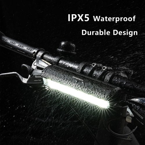 OFFBONDAGE Bike Light Bar for Ebike, 900 Lumens Rechargeable Front Light with 2000mAh Battery, IPX5 Waterproof, 5 Modes Bicycle Headlight for Commuting, Night Riding, Cycling