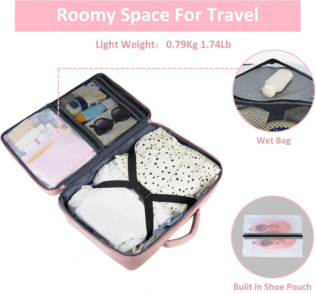 Taygeer Travel Backpack - Stylish 15.6-Inch Laptop Bag with Water Bottle Pocket & Shoe Pouch | Pink