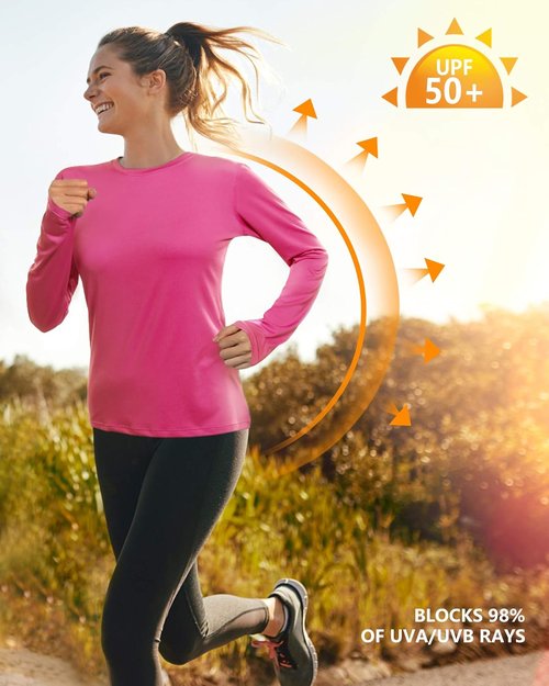 Isnowood Women's UPF 50+ Sun Protection Long Sleeve Rash Guard | Athletic Swim Shirt for Hiking & Running