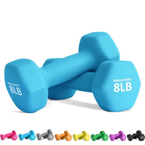 Balelinko Home Gym Equipment Workouts Strength Training Weight Loss Pilates Weights Yoga Sets Free Weights for Women, Men, Seniors and Youth, 8LB Blue, Pair