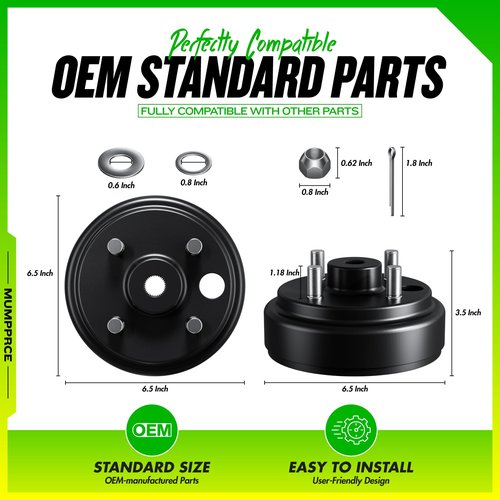 MUMPPRCE 2 pcs Golf Cart Brake Drum Hub Assembly, EZGO Brake Drum Hub Assembly for EZGO TXT PDS 1982-up Electric & 1982-1993 2-Cycle Gas Models – OEM #19186G1P, Durable, Replacement Part
