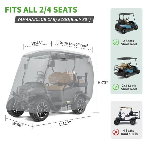 10L0L Heavy Duty Golf Cart Cover for 2/4 Passengers & Upgraded Speaker Mount