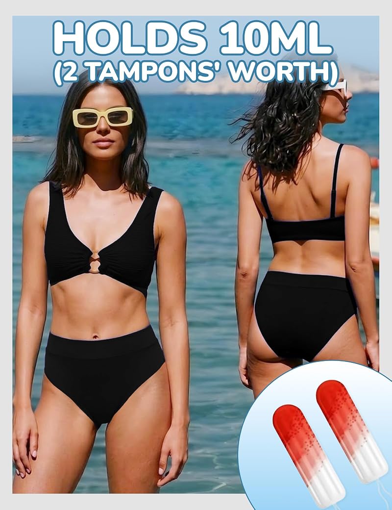 Period Swim Bottoms High-Waist Tankini with Built-In Absorbent Liner, Black, Medium