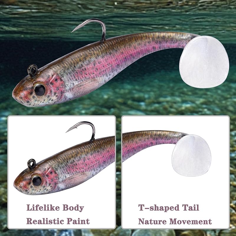 6PCS+2.75" Paddle Tail Swimbaits for Bass & Walleye – Pre‑Rigged Soft Plastic Lures