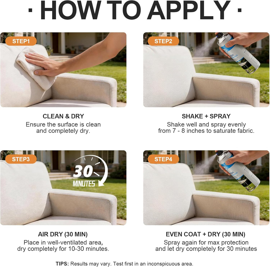 Outdoor Fabric Protector Spray - Waterproof & UV Protection for Patio Furniture | 12.8oz Long-Lasting Shield