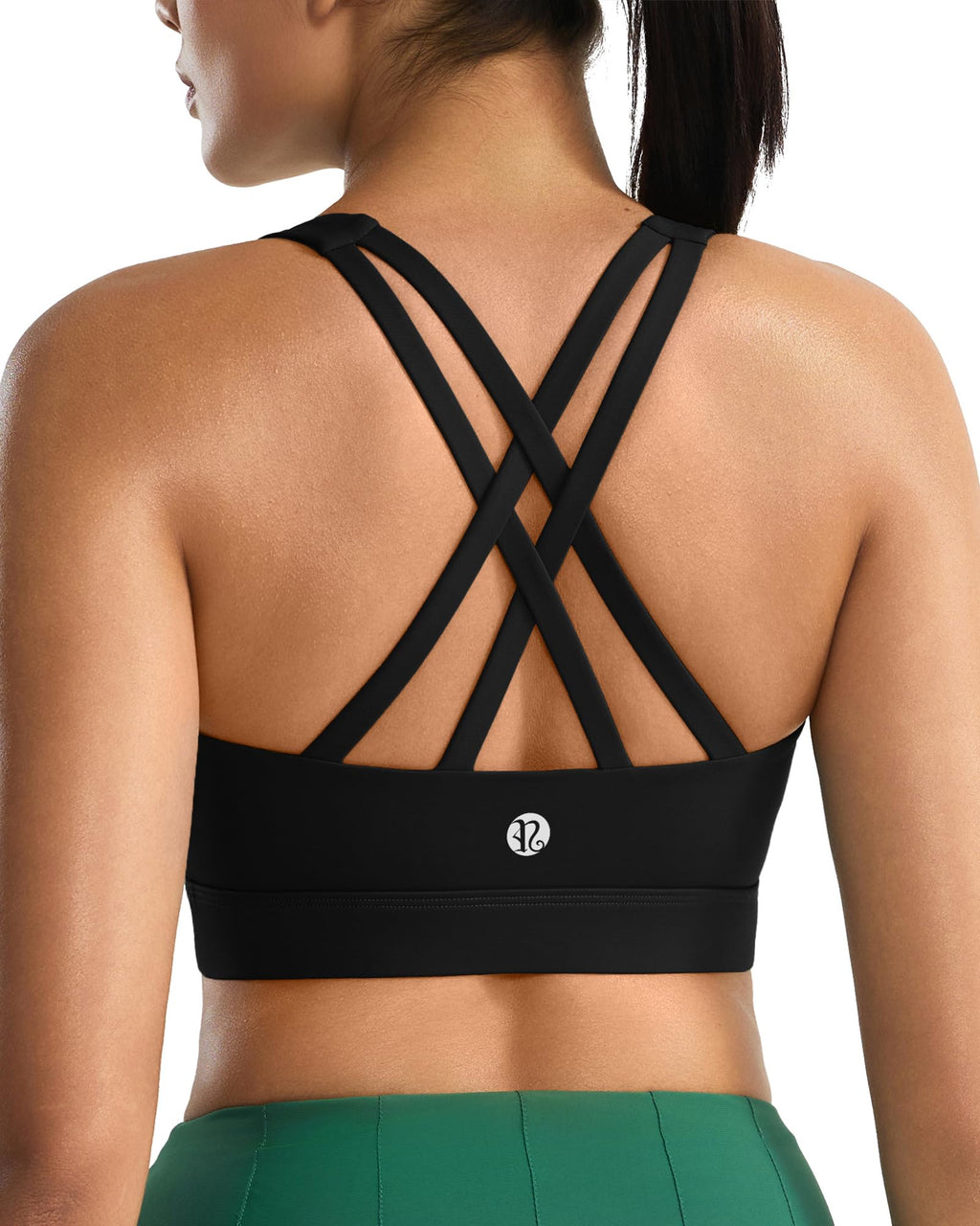 RUNNING GIRL Black Sports Bra for Women,Molded Cups High Support Sports Bras for Women Large Bust(3145Black_M)