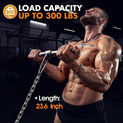 Anobeyi 23.6" Gym Fitness Cable Extension Chain, 304 Stainless Steel Cable Machine Extension Accessory, Workout Chain for Home Gym Replacement, Weight Lifting, Triceps Exercise (Silver-2pcs (Dia-4mm))