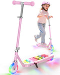Gyroor KS2 Kids Electric Scooter with LED Lights – Safe 5 MPH Speed, Foot Sensor Start, Adjustable Handlebar, Fast Charging, for Ages 6–12,Pink