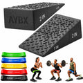 Squat Wedge Block | 2 PCs Non Slip Rubber Heel Elevated squat wedge for strength Training and Deep Squats| slant board for squats to improve ankle mobility with 5 resistance band