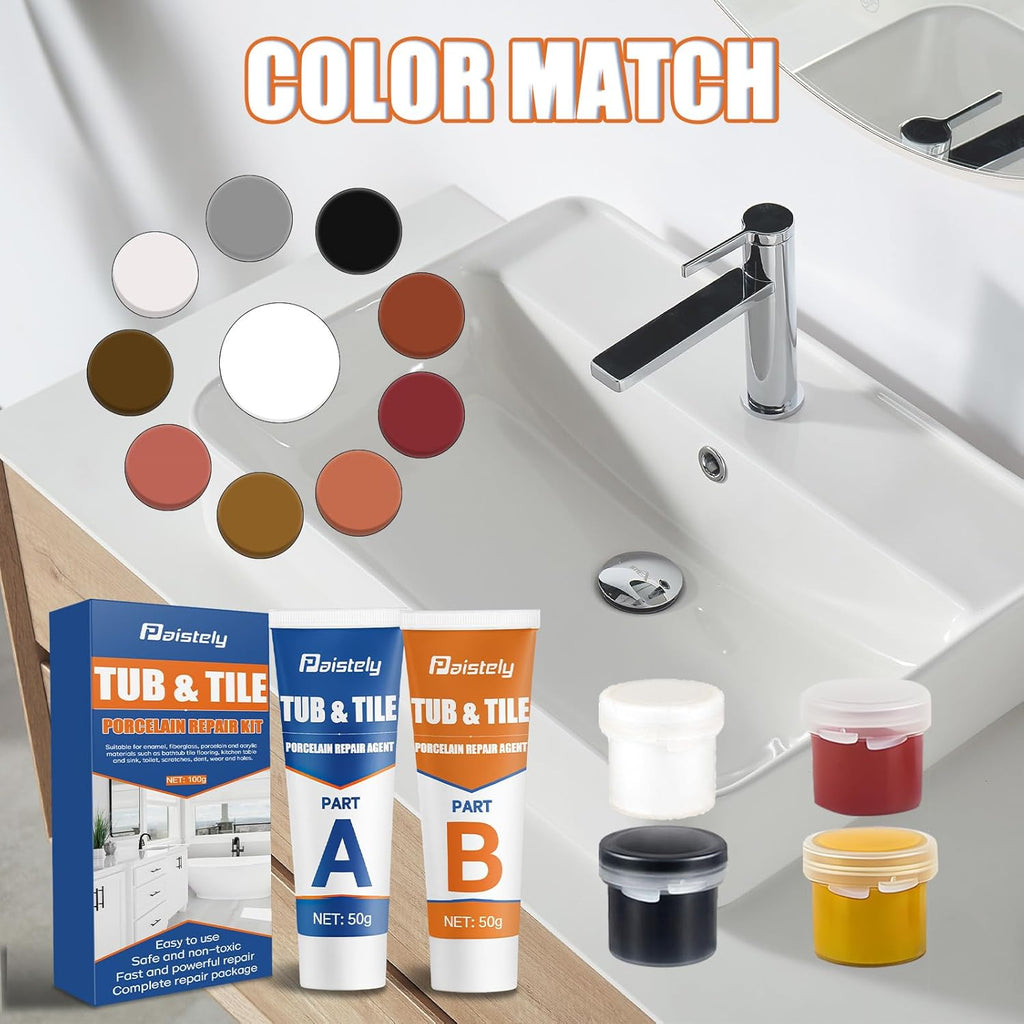 Skiennix Porcelain Repair Kit - Waterproof & Non-Toxic Solution for Ceramics, Tile, Granite & More