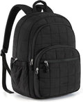 BAGSMART College Laptop Backpack - Water-Resistant Quilted Daypack for 15.6 Inch Laptop | Black
