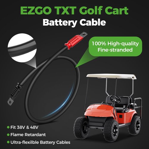 10L0L Premium Golf Cart Battery Cables – 4 Gauge Pure Copper Wires for EZGO TXT (1994-Up) – 36V/48V Compatible (5 Cables Included)