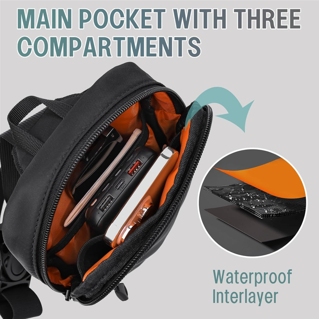 Skiennix Mini Sling Bag - Waterproof Lightweight Crossbody Bag for Men | Perfect for Travel & Sports (Black)