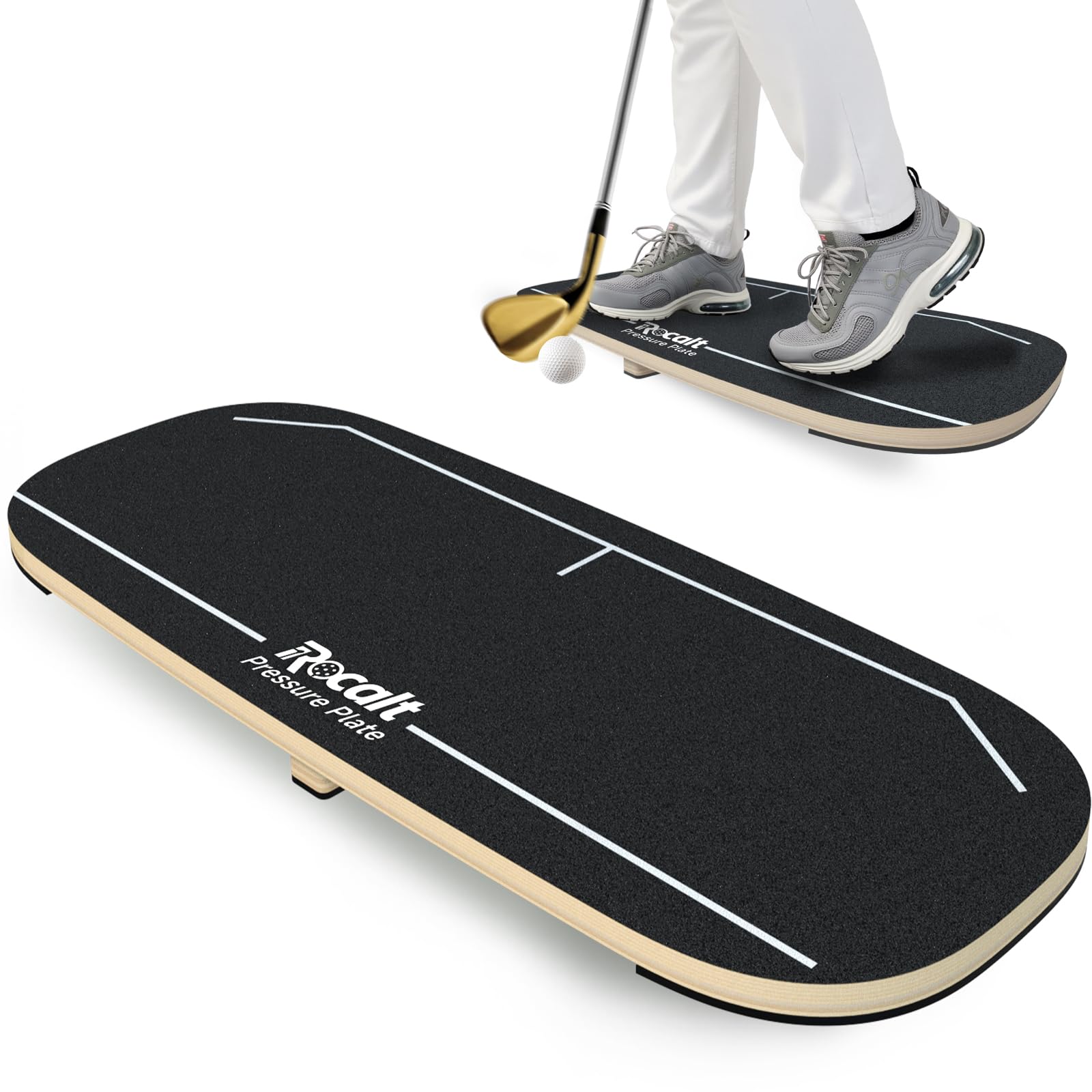 Rocalt Golf Pressure Plate - Weight Shift Board for Golf Swing Trainer, Indoor & Outdoor Practice, Anti-Slip Design for All Skill Levels, Improving Strength & keep Tempo