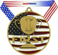 Decade Awards Custom Engraved Patriotic Place Medal - Stars and Stripes Neck Ribbon | 2.75 Inch Wide
