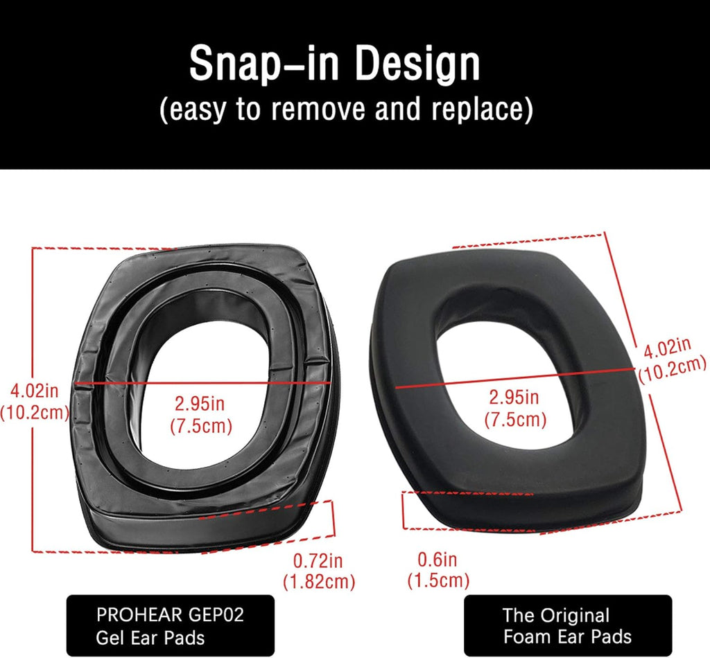 PROHEAR GEP02 Gel Ear Pads - Comfort Upgrade for Howard Leight Impact Sport Pro Earmuffs