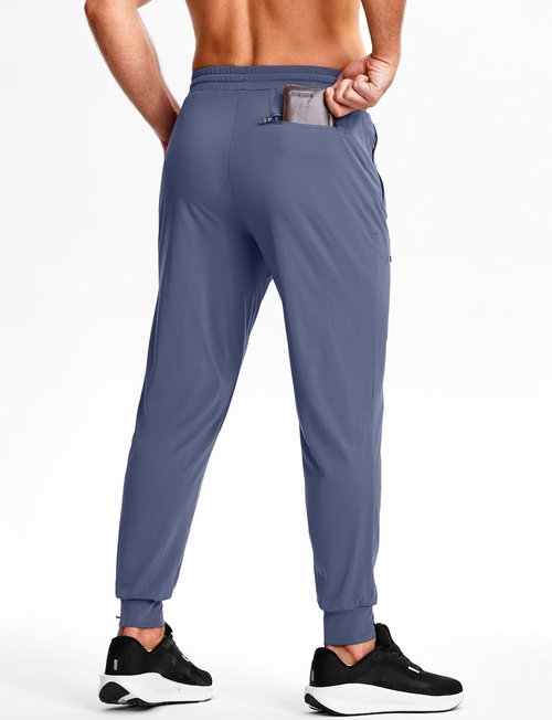 GGJ Men's Athletic Joggers - Stretch Tapered Running Sweatpants with Zipper Pockets | Gym Workout Pants