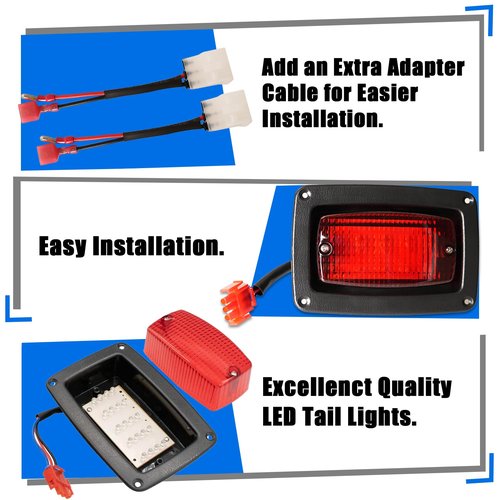 FIXHAWK Club Car DS LED Tail Light Kit with 3 Wire for 12V Club Car DS 1982-Up Golf Cart, Replace OEM# 1017035