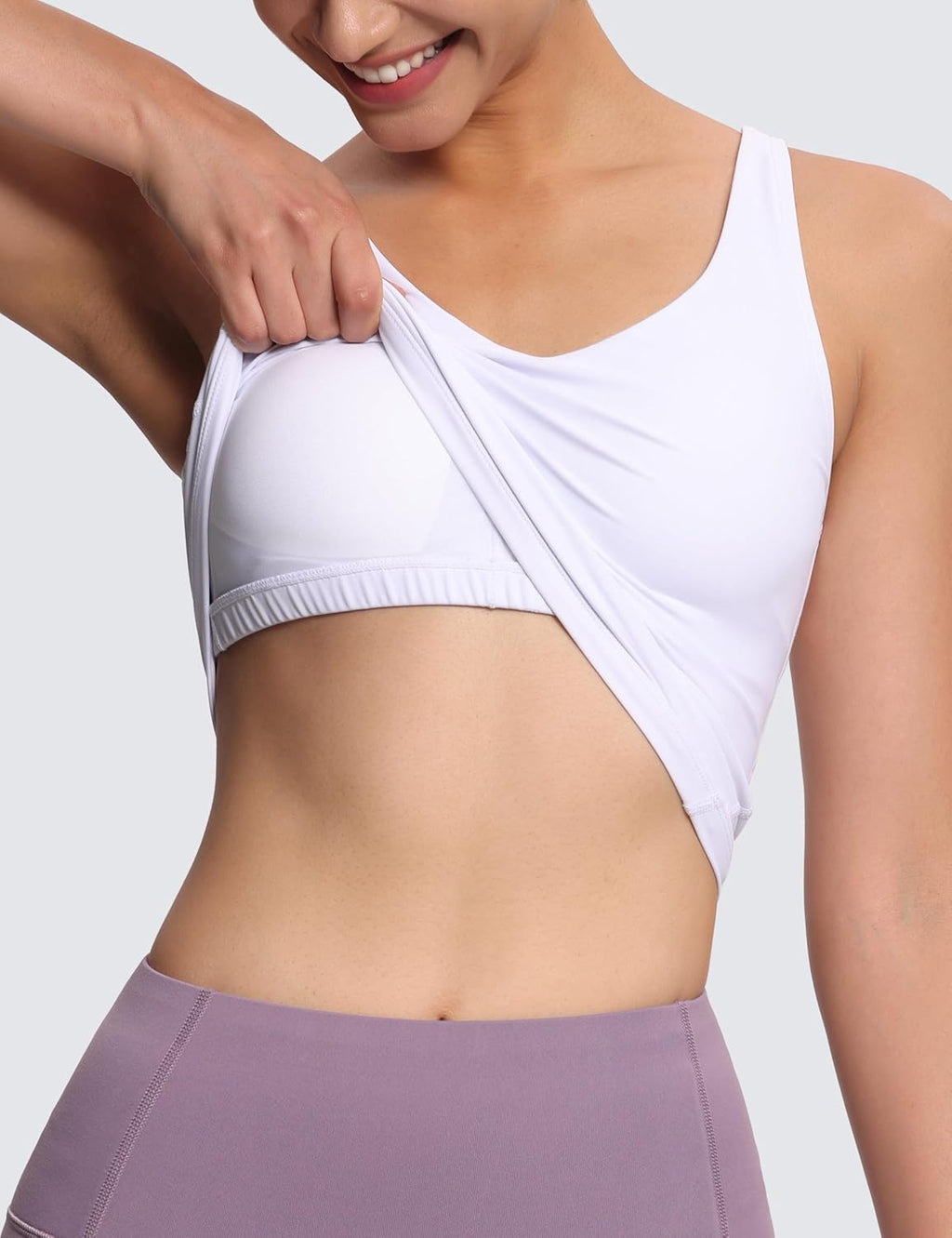 THE GYM PEOPLE Women's Longline Sports Bra - Wirefree Padded Yoga Tank Top for Comfort