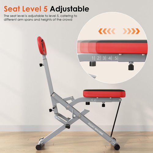 SogesHome Squat Machines Rowing Machine, Foldable & Full Body Exercise Workout Equipment, Row and Ride Squat Machine 330 LBS Weight Capacity, Glute Trainer Machine (Red)