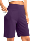 G Gradual Women's Bermuda Shorts - High Waisted, Knee Length with Pockets for Athletic Workouts | 9" Size