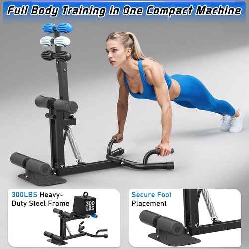 Upgrade Deep Squat Machine for Women, Adjustable Squat Assist Trainer with 4 Resistance Levels, Glute & Leg Workout Equipment, Core & Push Up Exercise Machine for Home Gym Fitness