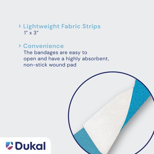 American White Cross First Aid Blue Fabric Metal Detectable Adhesive Strip Sterile 1 x 3" 1300 per Case