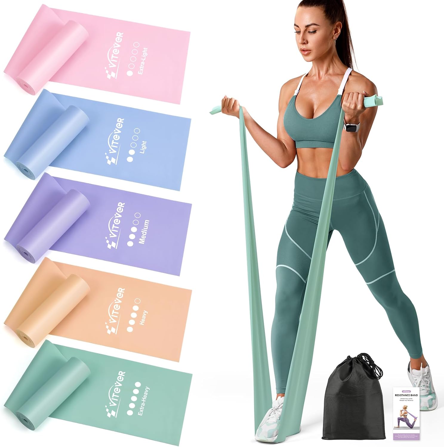 Skiennix Stretch Bands - 5 Levels of Resistance for Exercise, Physical Therapy & Yoga Starter Set