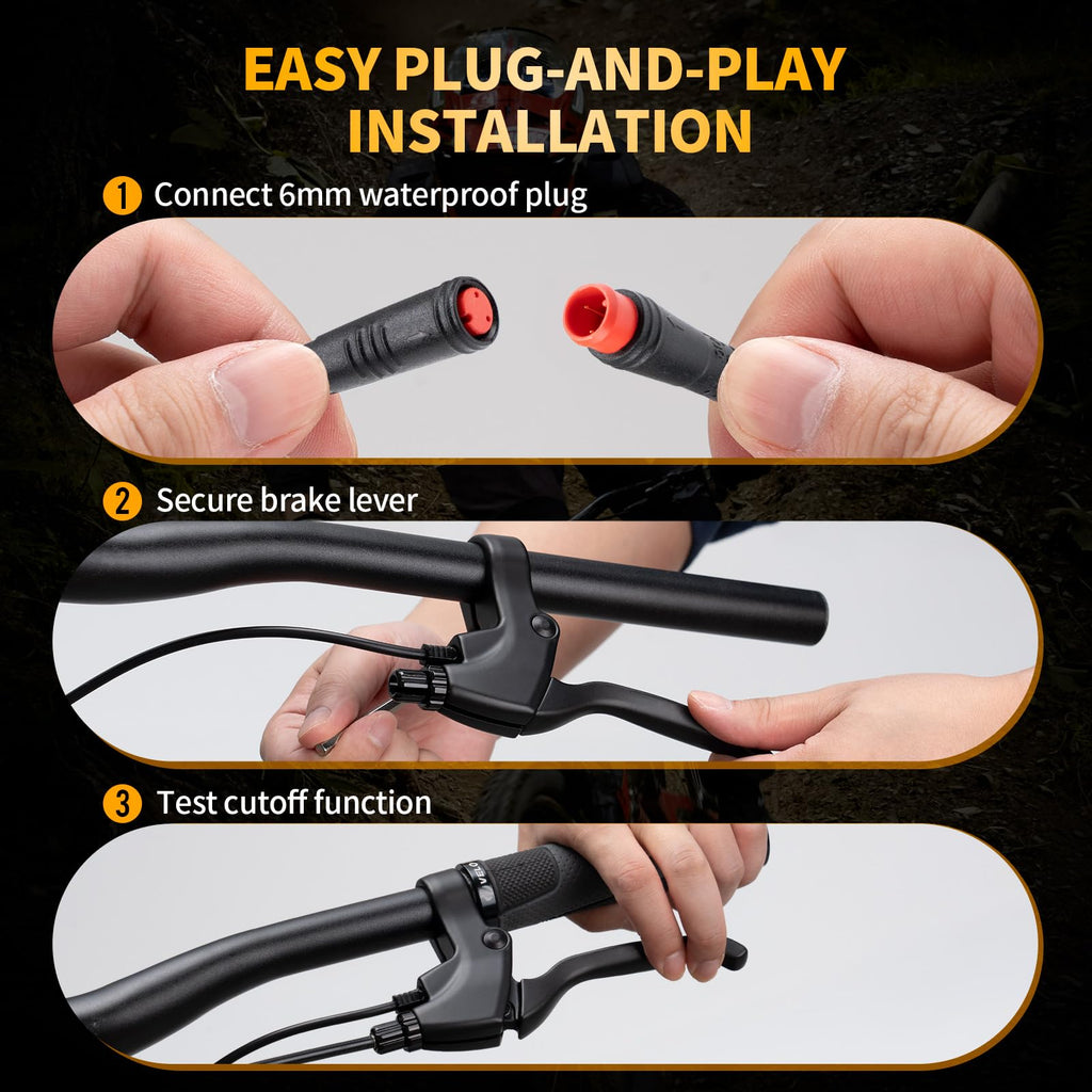 Zeekpowa Ebike Brake Levers 2 Pin Connector 2 Wires Left & Right Electronic Brake Lever for Electric Bicycle E-Bike Scooter (1 Pair)