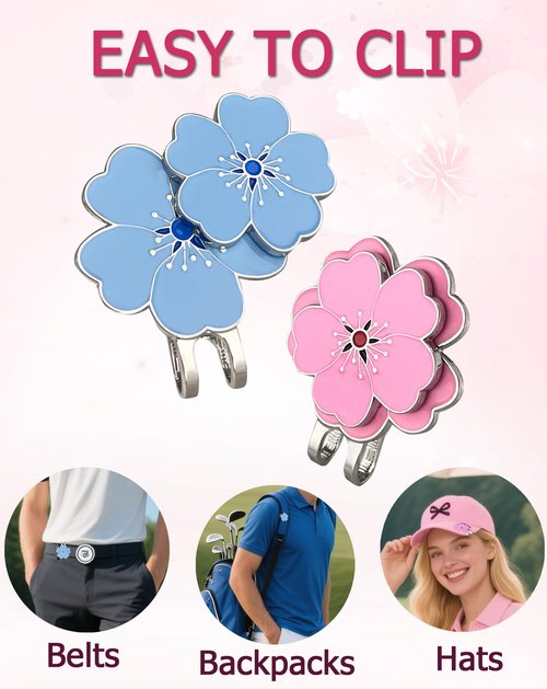 BSTWARM 12 PCS Magnetic Golf Ball Marker with Hat Clip, Golf Hat Clips with Flower Shape Ball Markers for Women & Men Golfers
