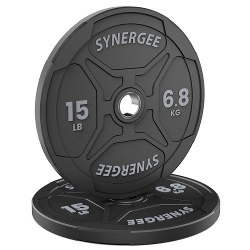 Synergee EZ Grip Bumper Plates 15 LB Pair Black