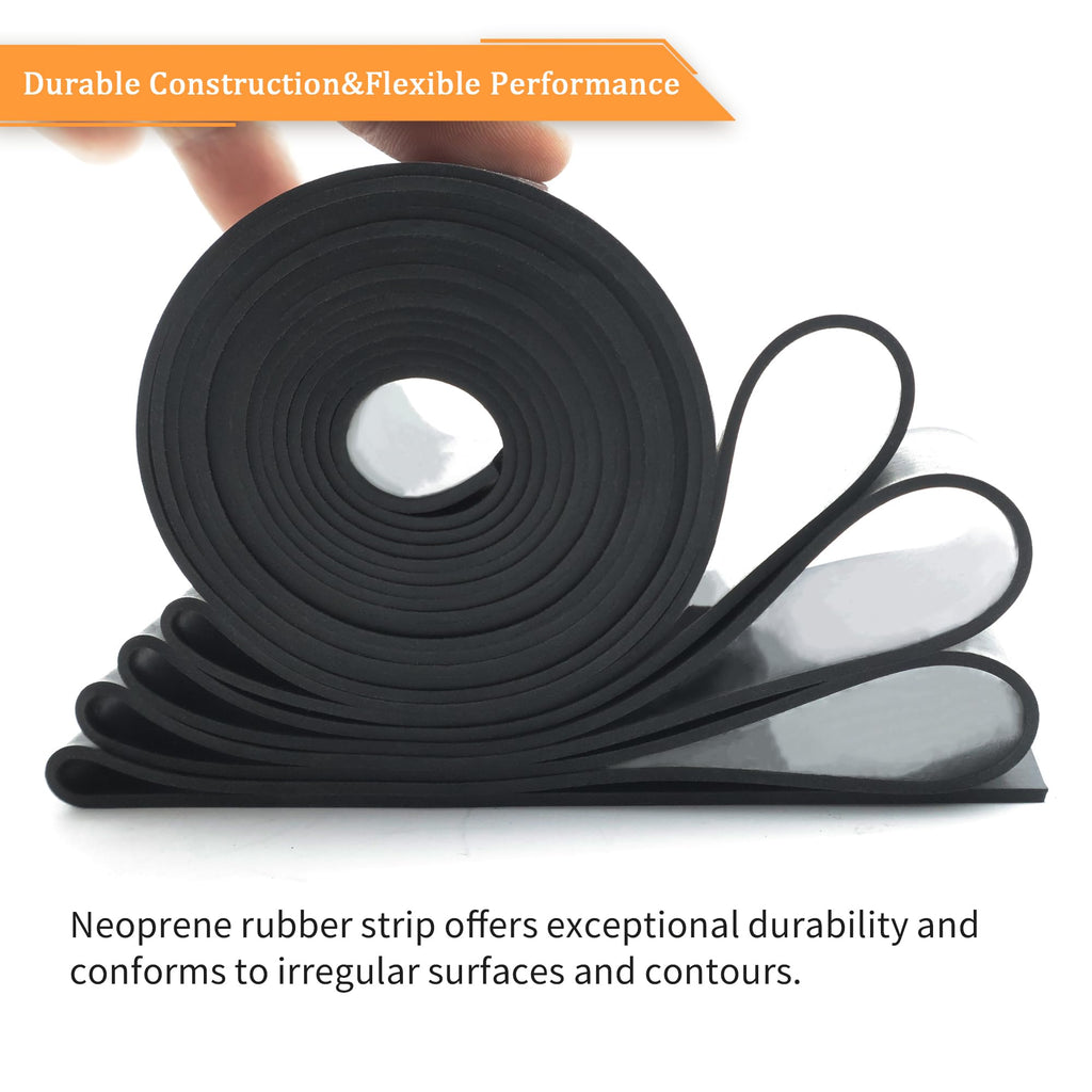 DOBTIM Neoprene Rubber Strips 1/4 (.250)" Thick X 1" Wide X 5' Long, Solid Rubber Rolls Use for Gaskets DIY Material, Supports, Leveling, Sealing, Bumpers, Protection, Abrasion, Flooring, Black