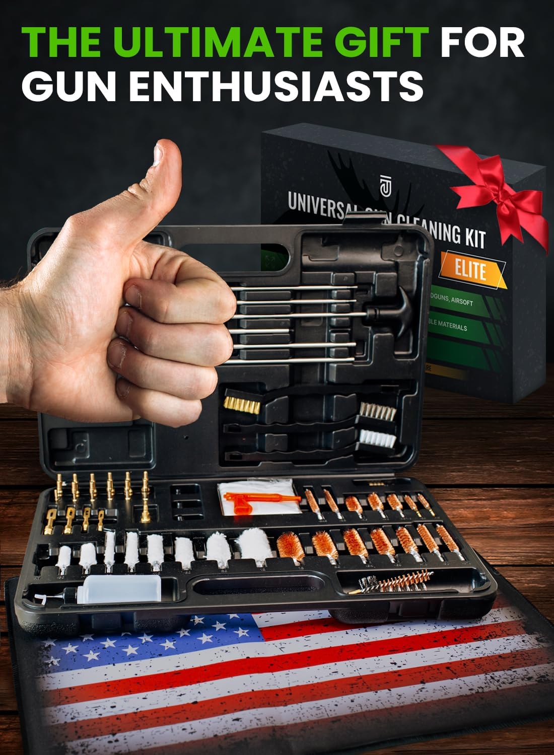 Universal Gun Cleaning Kit - Portable All-in-One Solution for Handguns, Rifles & Shotguns | Includes Stainless Steel Rods & Brass Jags