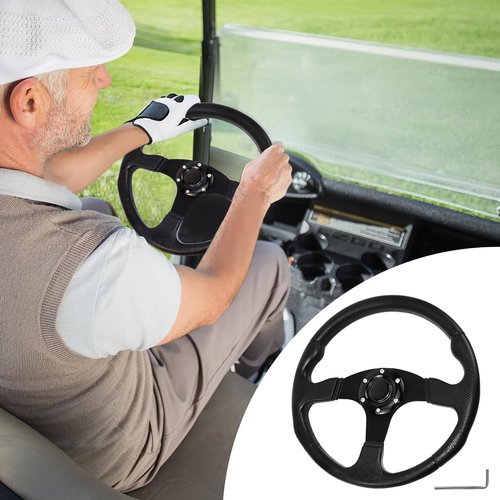 VOONKE Universal Golf Steering Wheel Ergonomic Fit for Club Car DS for Club Car DS Precedent for EZGO for Yamaha Golf-Frame Black