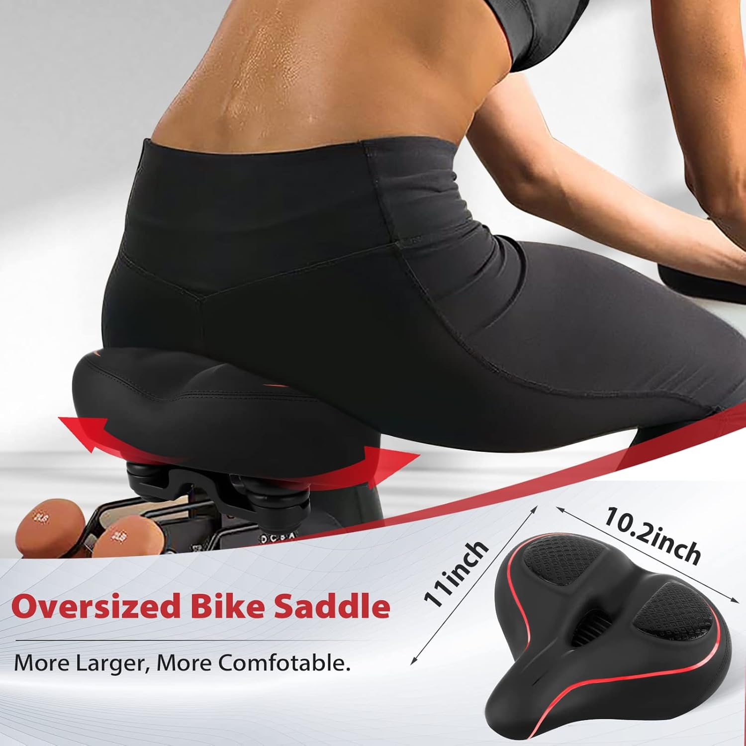 Peloton Compatible Oversized Bike Seat - Extra Wide Comfort Saddle for Men & Women | Large Replacement for Spin & Road Bikes