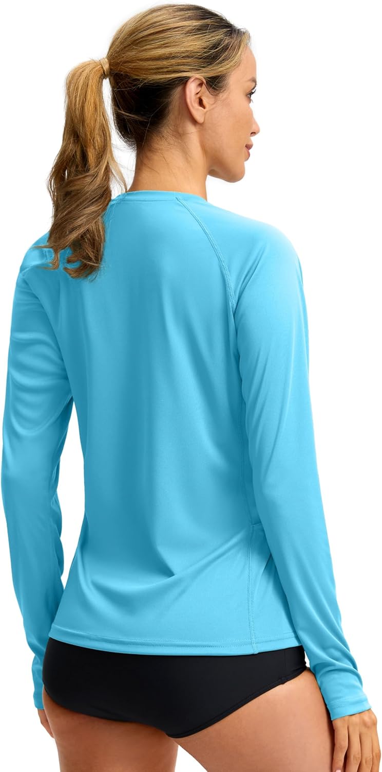 Viodia Women's Rash Guard - UPF 50+ Long Sleeve Sun Protection Shirt | Quick Dry Hiking & Swim Top with Pockets
