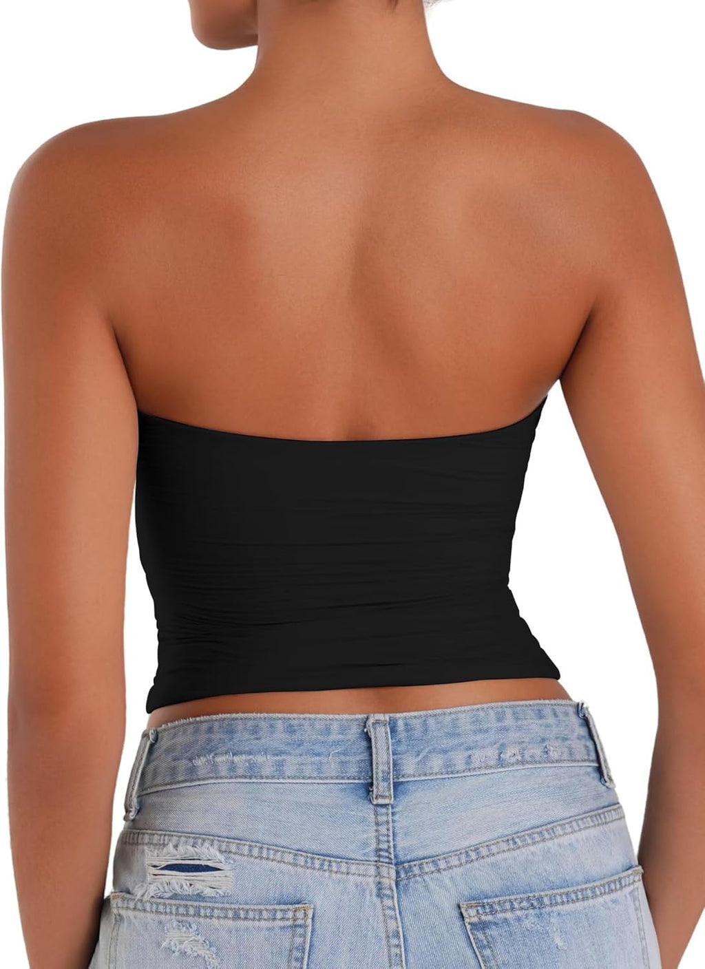 Sunzel Strapless Tube Top - Double Lined Sleeveless Crop Top for Summer Layering | Stylish Bandeau Design