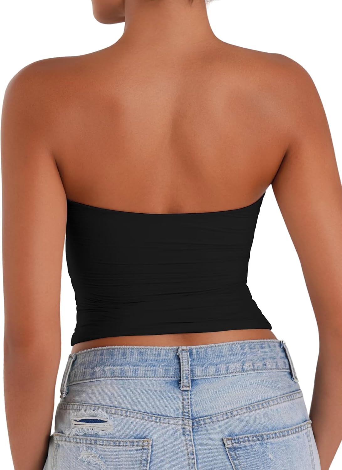 Sunzel Strapless Tube Top - Double Lined Sleeveless Crop Top for Summer Layering | Stylish Bandeau Design