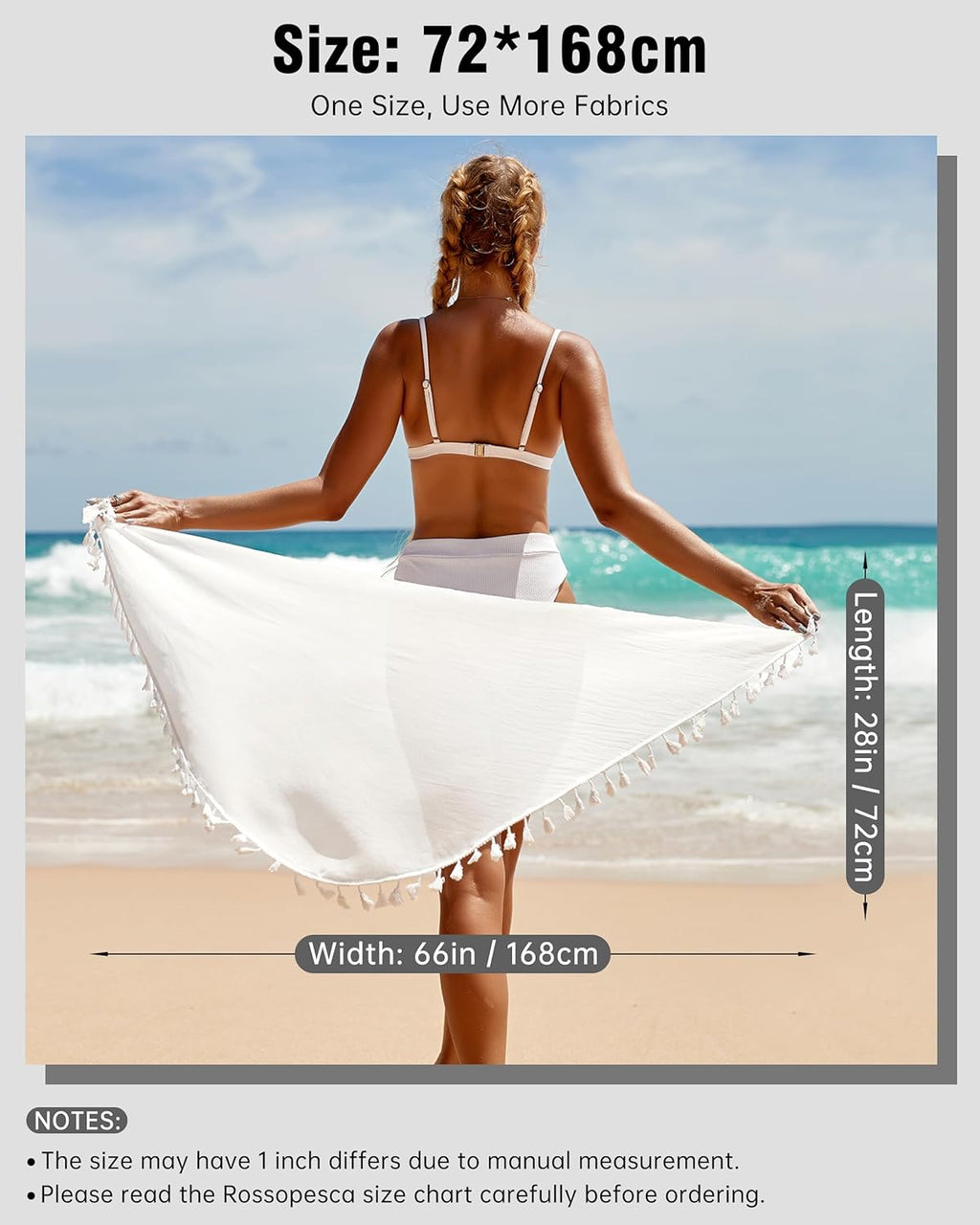 Skiennix Beach Sarong Cover-Up | Stylish Tassel Wrap for Women | Perfect for Swimwear