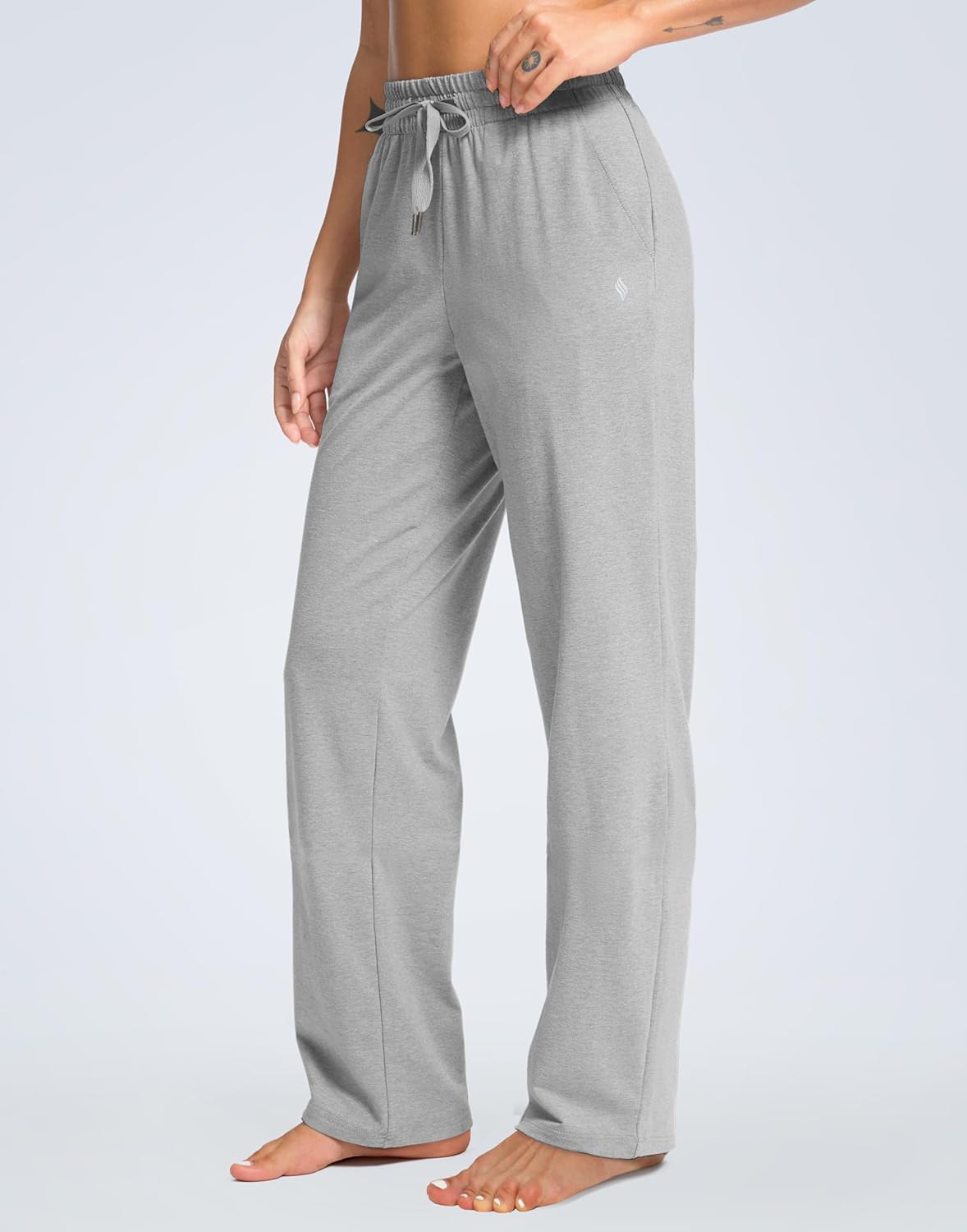 SANTINY Women's Tall Cotton Sweatpants - Comfortable Open Bottom Lounge Pants with Pockets | 31"/33"/35" Sizes