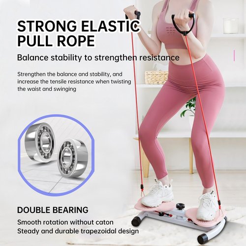 330 lbs Noiseless Anti-Slip Waist Twister Board - Ab Machine with Resistance Bands for Core Exercise & Slimming Waist, Home Gym Equipment Women & Men