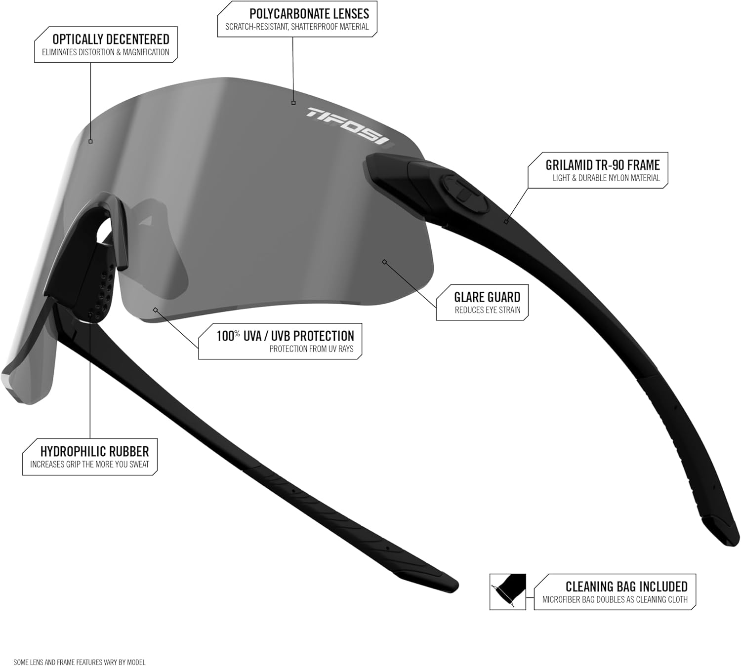Tifosi Vogel SL Sport Sunglasses - Perfect for Baseball, Cycling, Golf & Outdoor Activities
