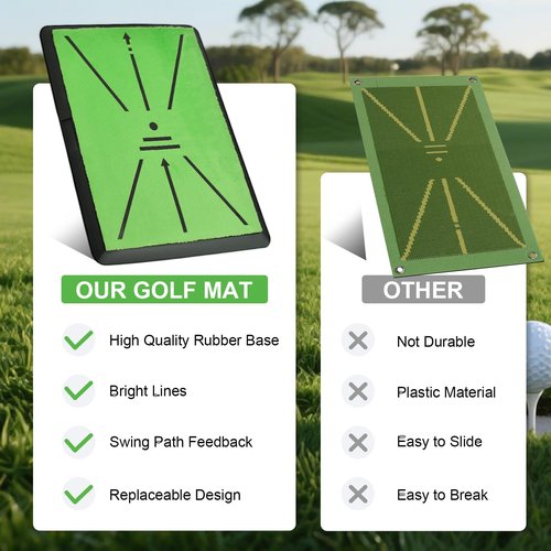 Golf Hitting Mat, with Extra Replaceable Golf Practice Mat for Swing Path Detection Batting Training 16"x12" with Tees, for Driving, Chipping, Indoor/Outdoor