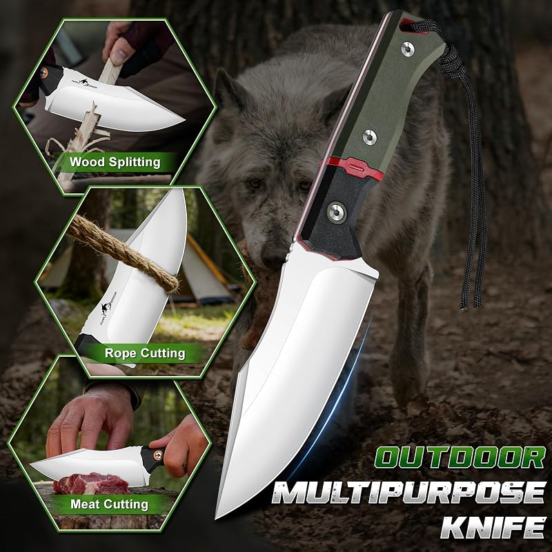 Purple Dragon 4.8 Inch Outdoor Skinner Knife - Drop Point D2 Steel, Full-Tang, G10 Handle