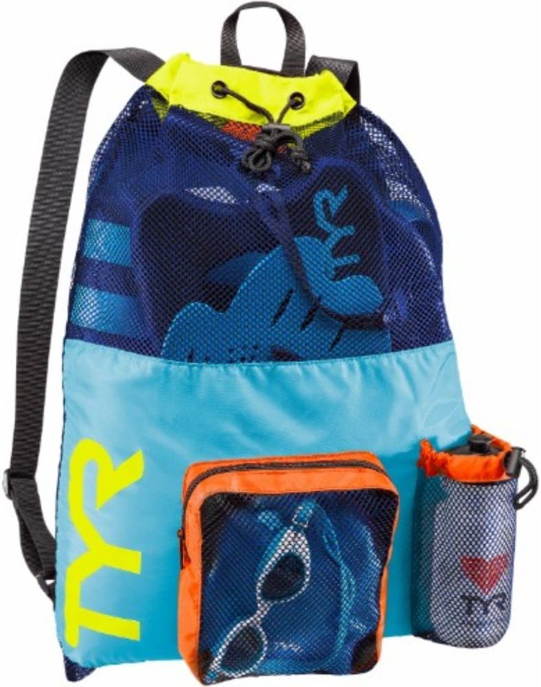 TYR Big Mesh Mummy Backpack - Ideal for Swim, Gym & Workout Gear - Black, 40-Liter Capacity
