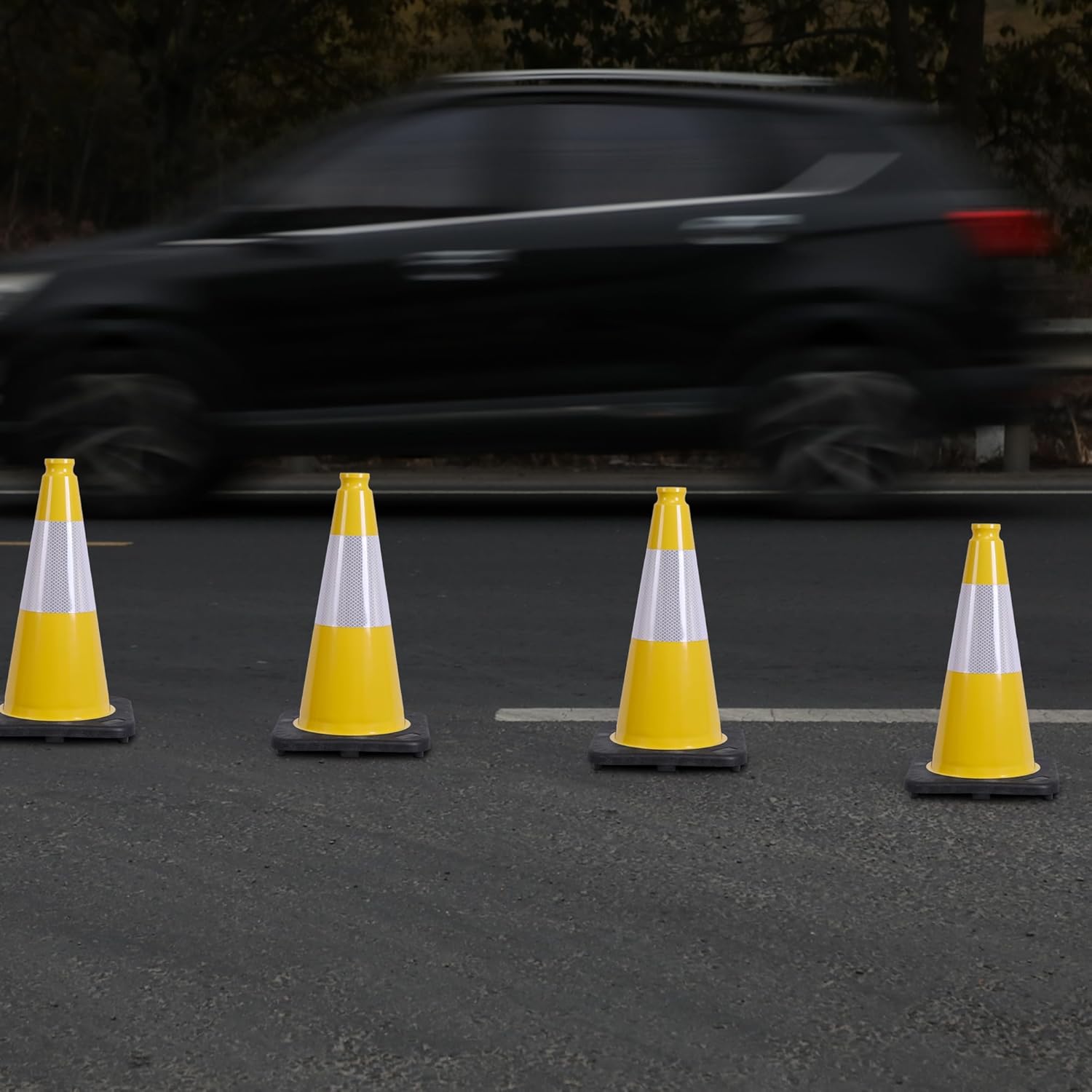 OrangeStar 18" Traffic Cones - 8-Pack Yellow Safety Cones with Reflective Collar & Weighted Base for Indoor/Outdoor Use